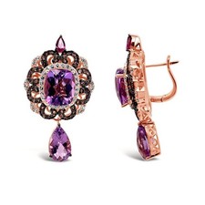 Le Vian 14K Rose Gold Floral Teardrop Earrings Amethyst Rhodolite Topaz Quartz