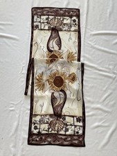 JL. Beige Rectangle Silk Scarf. Vase Print. 62"/14". Ex Con