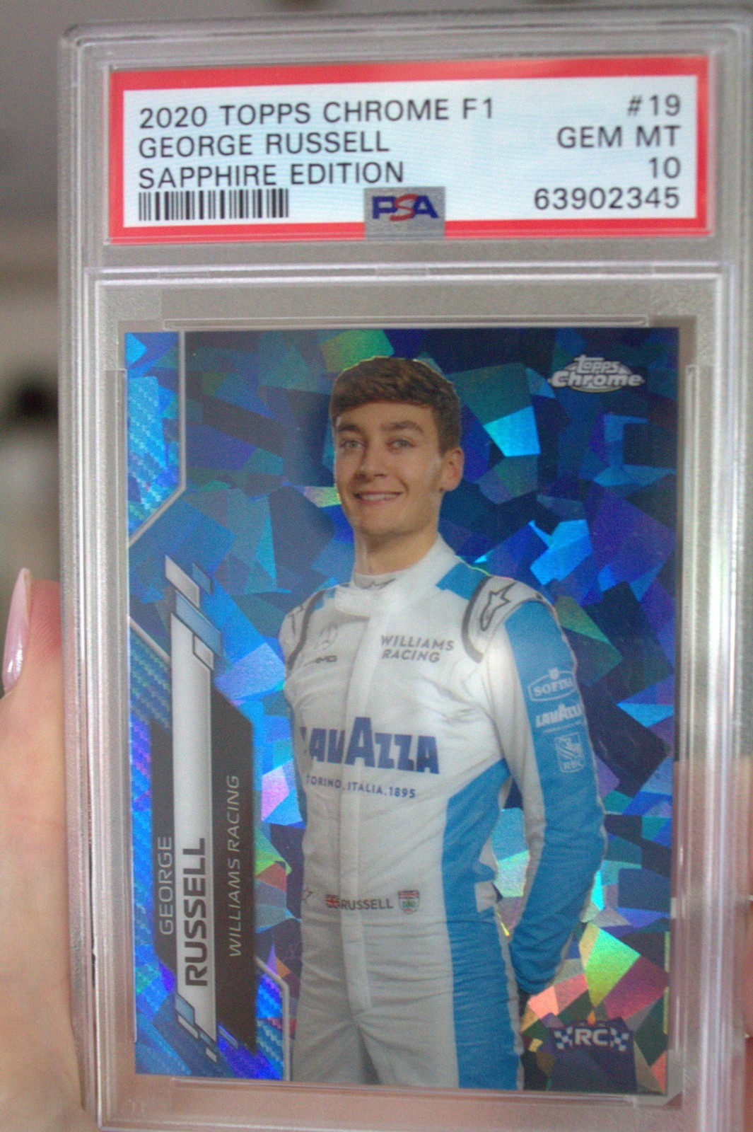 2020 Topps Chrome Sapphire Edition Formula 1 - George Russell #19 (RC) PSA 10 view 5