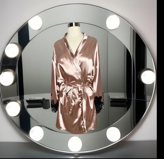 Новый с Ярлыками ноги Ave розового золота розовый черный кружева старый Голливуд атласный кимоно халат женщин XL - Изображение 2 из 4