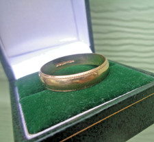 9ct Gold Wedding Ring  Patterned Yellow Band  Vintage c 1990s London size Y to Z