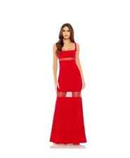 Ieena for Mac Duggal Sheer Mesh Panel Red Column Gown Size 4 Style #11698
