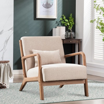 29*33*26in Solid Color Solid Wood LivingRoom Chair 105° Backrest Non-Slip Casual