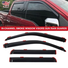 In-Channel Window Visor Smoke For Ford F150 Crew Cab 09-14 Rain Guards Shade#