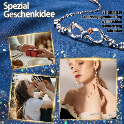 Damen Armbänder Schmuck Damen Infinity Armband Damen 925 Silber Rose Geschenke F - Bild 6 von 6