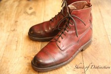 Stivali derby vintage inglesi bordeaux pelle marrone scarpe uomo UK 8 US 9 EU 42