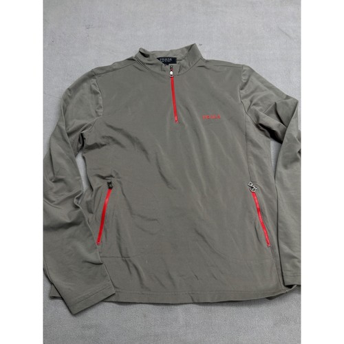 Prada, VTG Prada Gray Cotton Quarter Zip Pullover Mock Neck Made in Italy Large