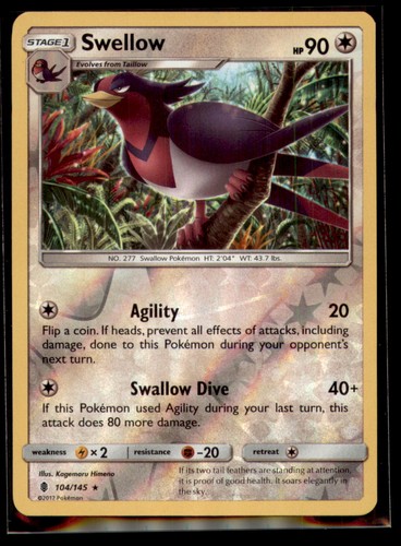 Swellow 104/145 Guardians Rising 2017 Reverse Holo