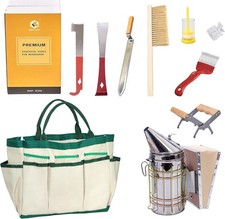 9 Pcs Beekeeping Tools Kit with Smoker and Organizer Tote for Beginners