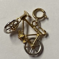 Pedales móviles con dije mecánico de bicicleta de oro 14K de colección firmados 1,8 g