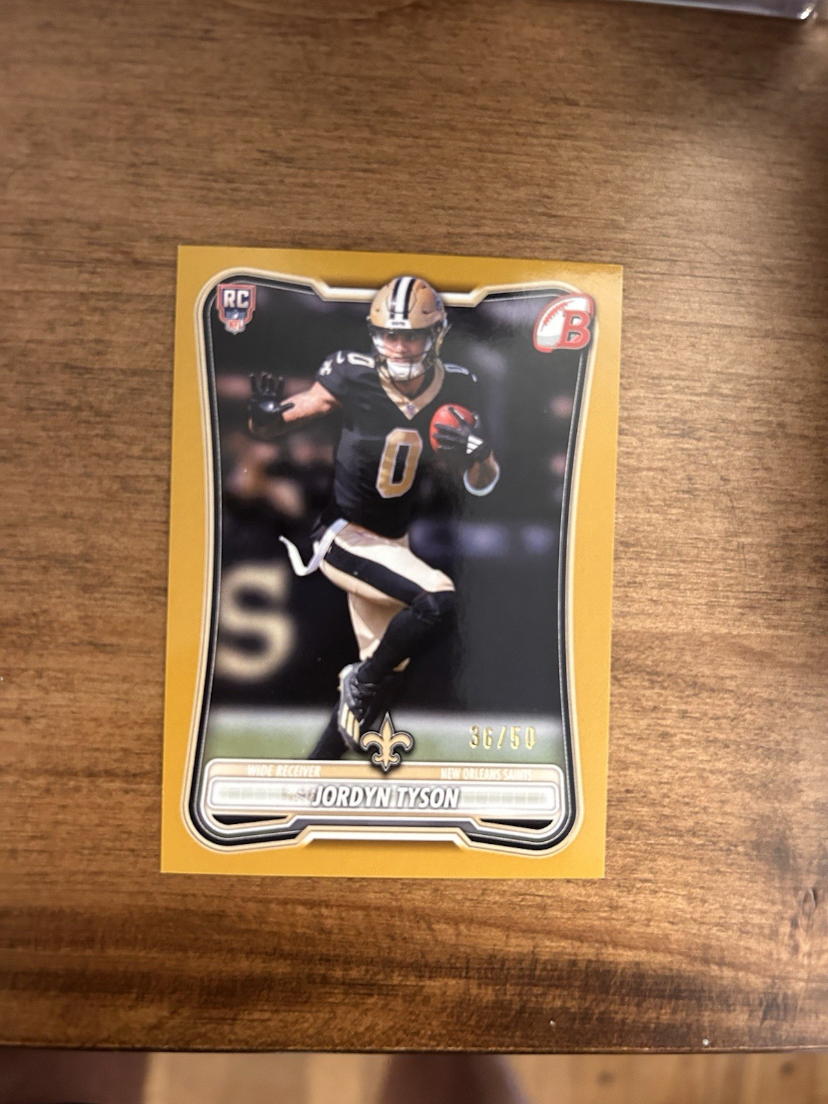 2026 Bowman NFL Jordyn Tyson Gold /50 Color Match RC PAPER ROOKIE SAINTS