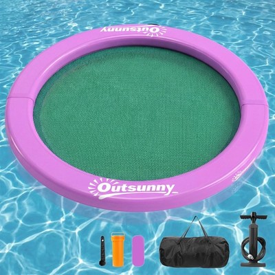 8FT Inflatable Water Hammock Floating Ring Dock Platform, Purple