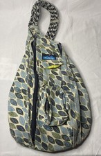 Kavu Rope Sling Bag Blue  Green Leaves Back Sack Leaf Purse Travel