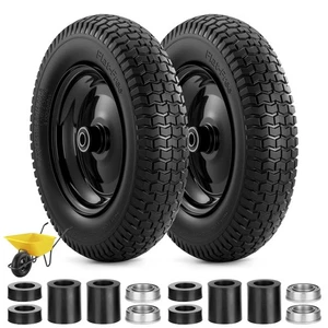 Pneu de brouette sans plat 4,80/4,008" Solide 2PCS avec roulements & Hub Fit