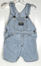 Oshkosh B Gosh Vintage Boys 2T Overalls Shortalls Light Blue Stripe Paper Tag