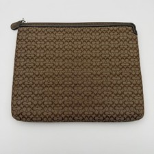 Coach Tan Signature Monogram iPad Tablet Padded Protective Case Sleeve Zip