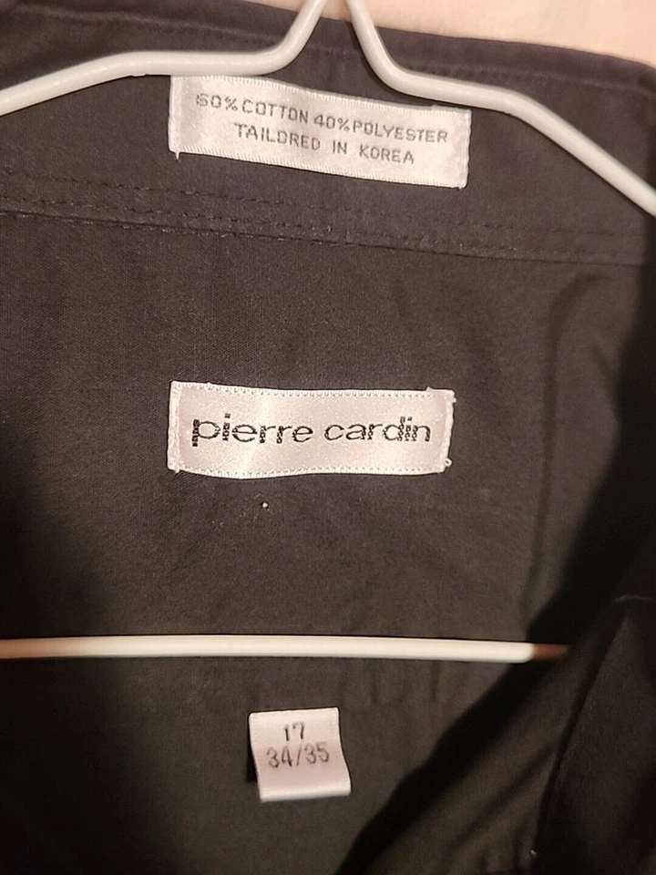 Pierre Cardin Men Medium Black Slim Fit  Long Sleeve Designer Casual Shirts - Image 2 of 3