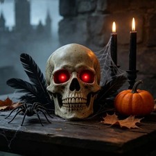 LED Glowing Eyes Light up Skeleton Halloween Decorations Outdoor,Glow