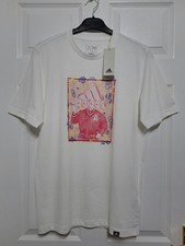 Image of Adidas Men's Doodle T-Shirt White IY8074 Size S P2P 20" Graphic Tee BNWT