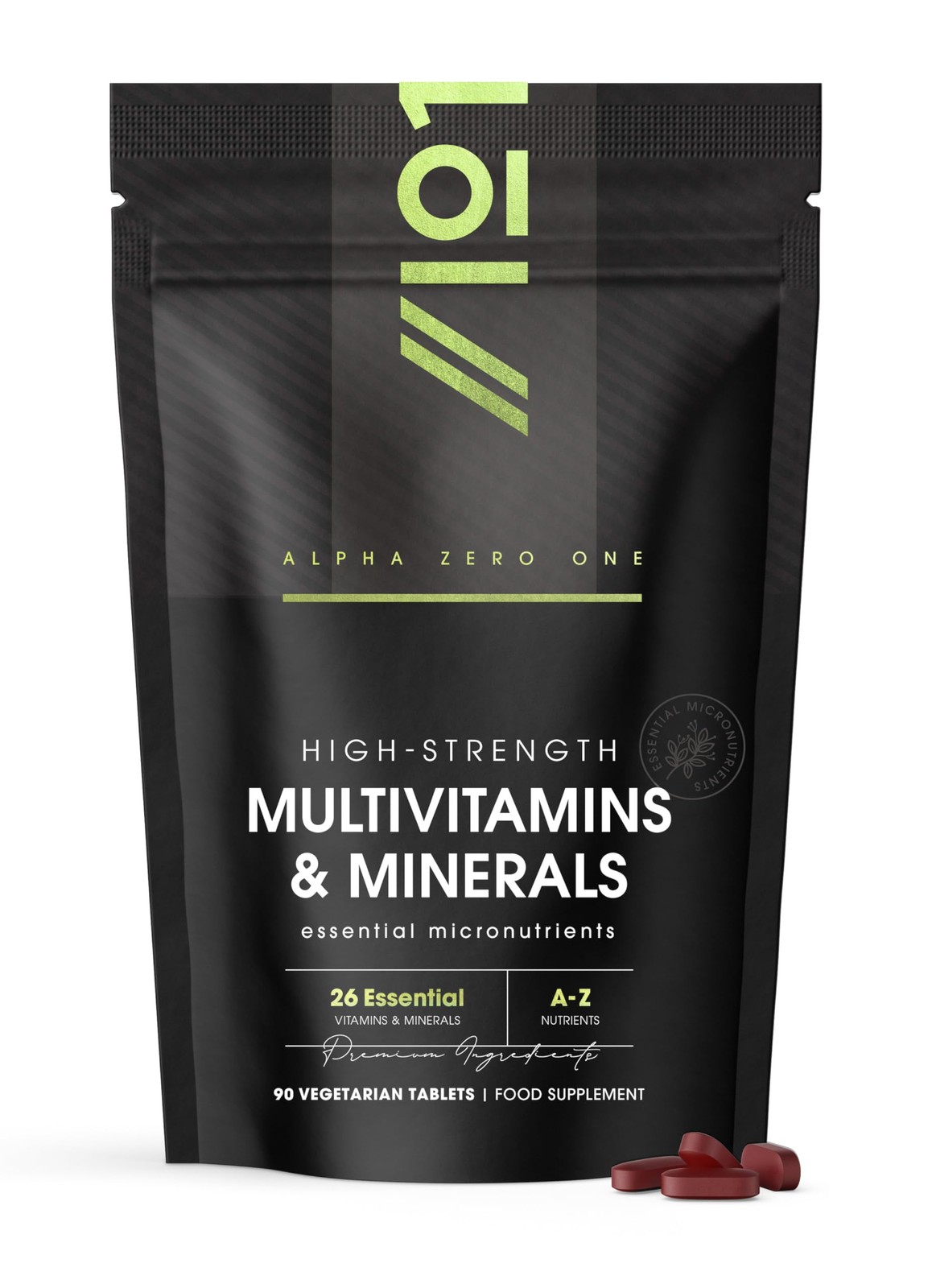 Alpha01 Vegan Multivitamins & Minerals With Bioperine | 18 Essential Vitamins & Minerals With High Strength Vitamin C, K, Zinc, B12 & D3-3 Months Supply - Image 2