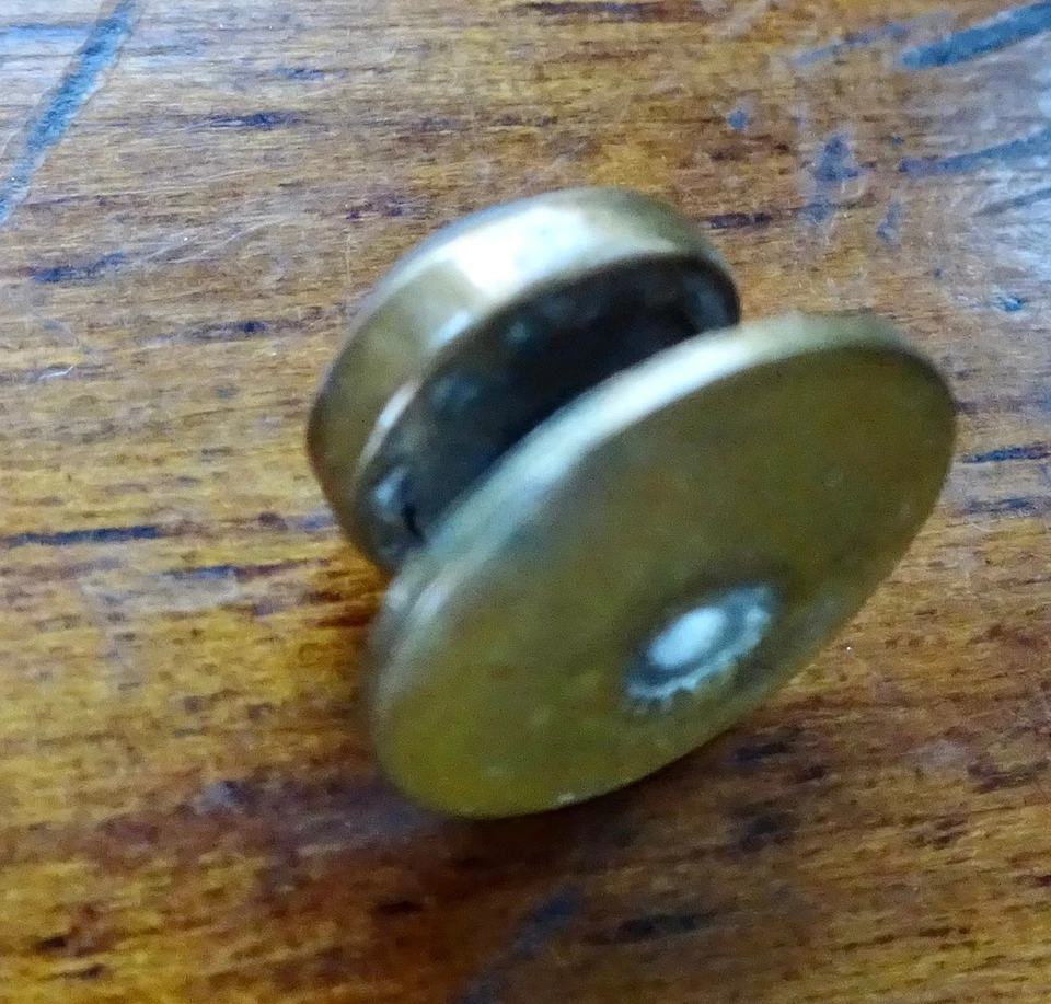 antique vintage bright red glass gold tone collar stud dress button -433 - Image 3 of 3