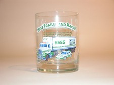HESS 1996 COLLECTORS GLASS # 3 HESS TRAILER AND RACER MINT