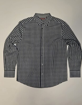 じゅん Axist Mens M Medium Shirt Long Sleeve Button Down Blue and White