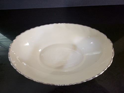 Lenox Melissa Oval Vegetable Bowl 9 1/2" L x 6" W x 2" H, Silver Trim - Picture 2 of 7