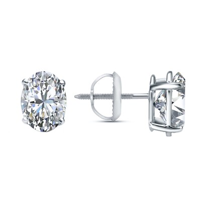 1,75 ct ovale Lab Created gewachsene Diamant Ohrringe Ohrstecker 14 K Weißgold F/VVS Schraube