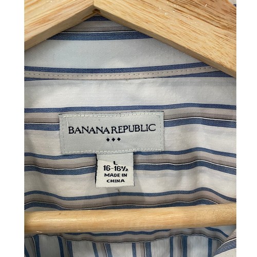 Men's Banana Republic Blue & White striped Button Up Dress Shirt Size Large - Picture 2 of 4