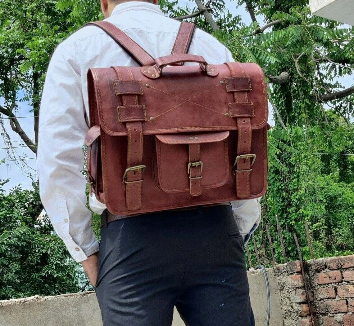 Vintage satchel shop backpack