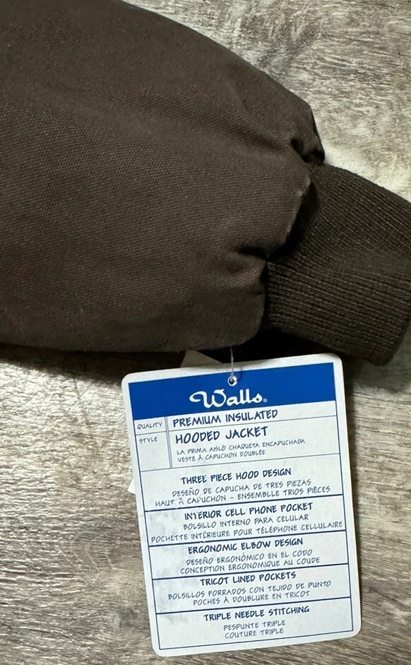 Vintage Walls Workwear Jacket XL Active Canvas Bark Brown Zip With Tags - Image 3 of 4