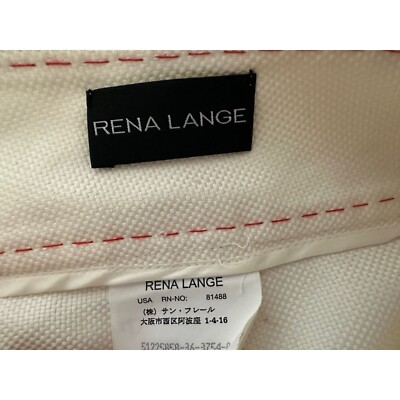 Rena Lange Women's Size 4 Ivory w/Red Stitching Side Zip Slacks