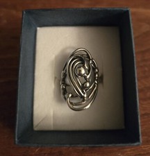 Sterling Silver Bead Swirl Ring Size 7 1/4