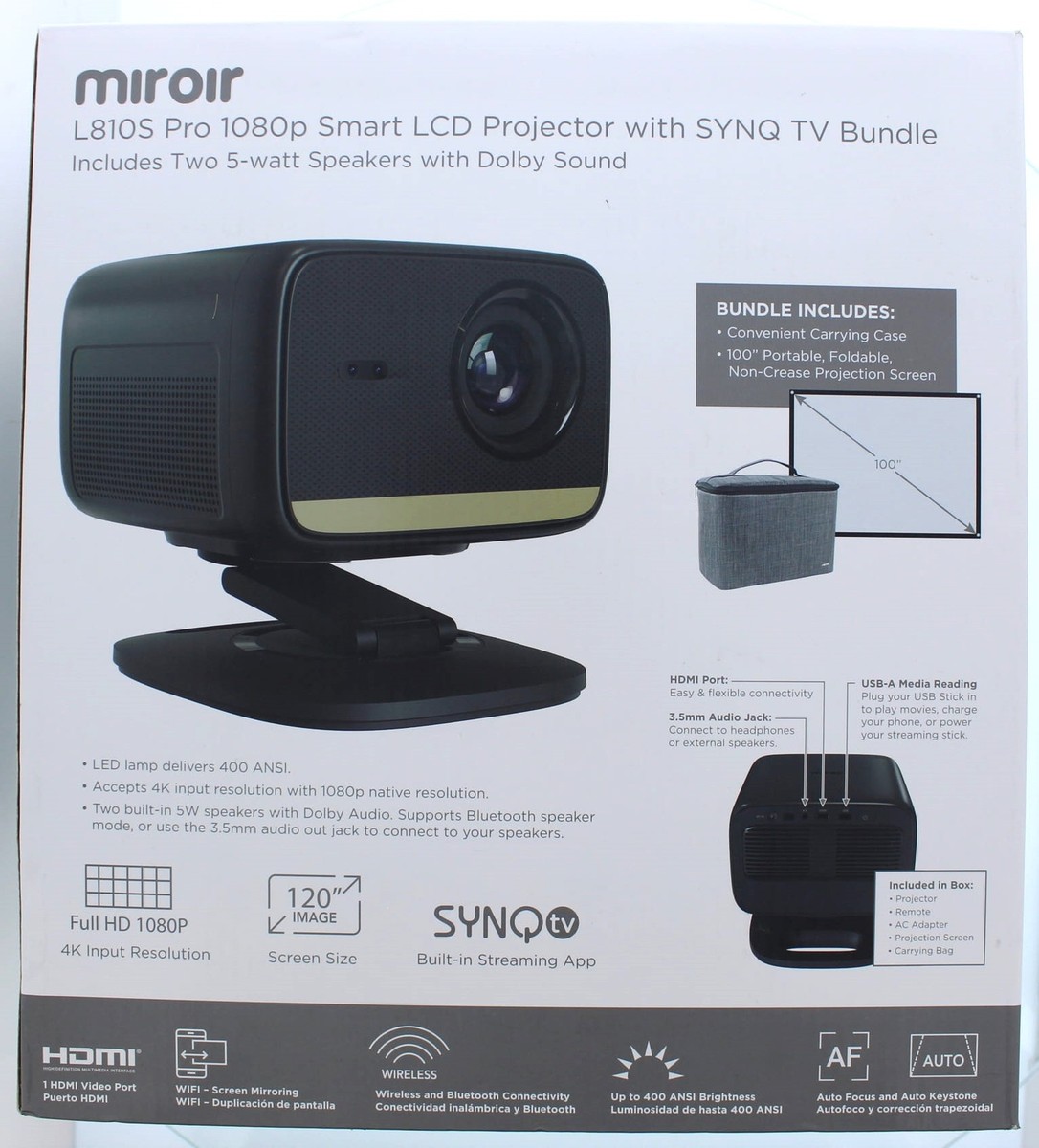 SMART LCD PROJECTOR 本体 Miroir L810S Pro 1080p Smart LCD Projector With SYNQ TV Bundle | eBay