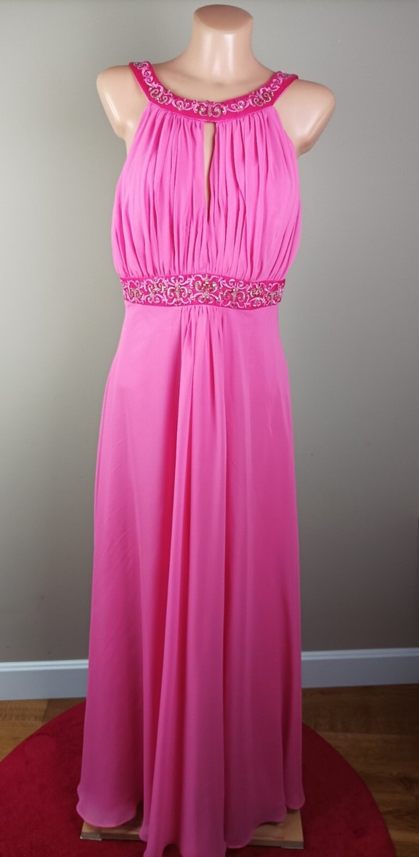 Women's Handmade Pink Long Grecian Style Dress Bridesmaid Party Evening