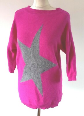 GHARANI STRICH STRICK ANGORA WINTER ROSA GRAU STERNE PULLOVER OBERTEIL M SWEATER