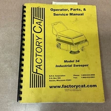 Factory Cat 34 OPERATION SERVICE MAINTENANCE MANUAL PARTS LIST BROOM SWEEPER
