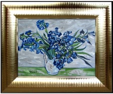 Framed Van Gogh Vase with Irises Repro Quality Hand Painted Oil Painting 12x16in