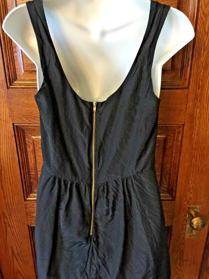 VESTIDO Dobby VINEYARD VINES Negro Algodón y Seda con Cremallera Dorada Trasera, Talla 8 Foto 4 de 4