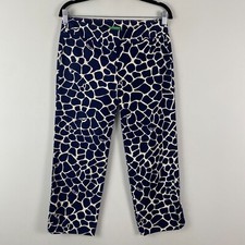 Lilly Pulitzer Palm Beach Fit Cropped Pants Sz 2 Navy Blue Animal Giraffe Print