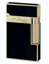 S.T. Dupont Black Lacquer & Gold, Line 2 Lighter, 016884, 16884, New In Box