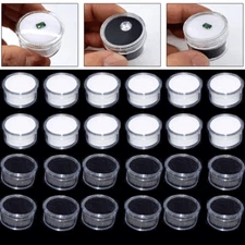 Wholesale！Round Box Jewelry Display Case Loose Diamond Gems Storage Organizer US