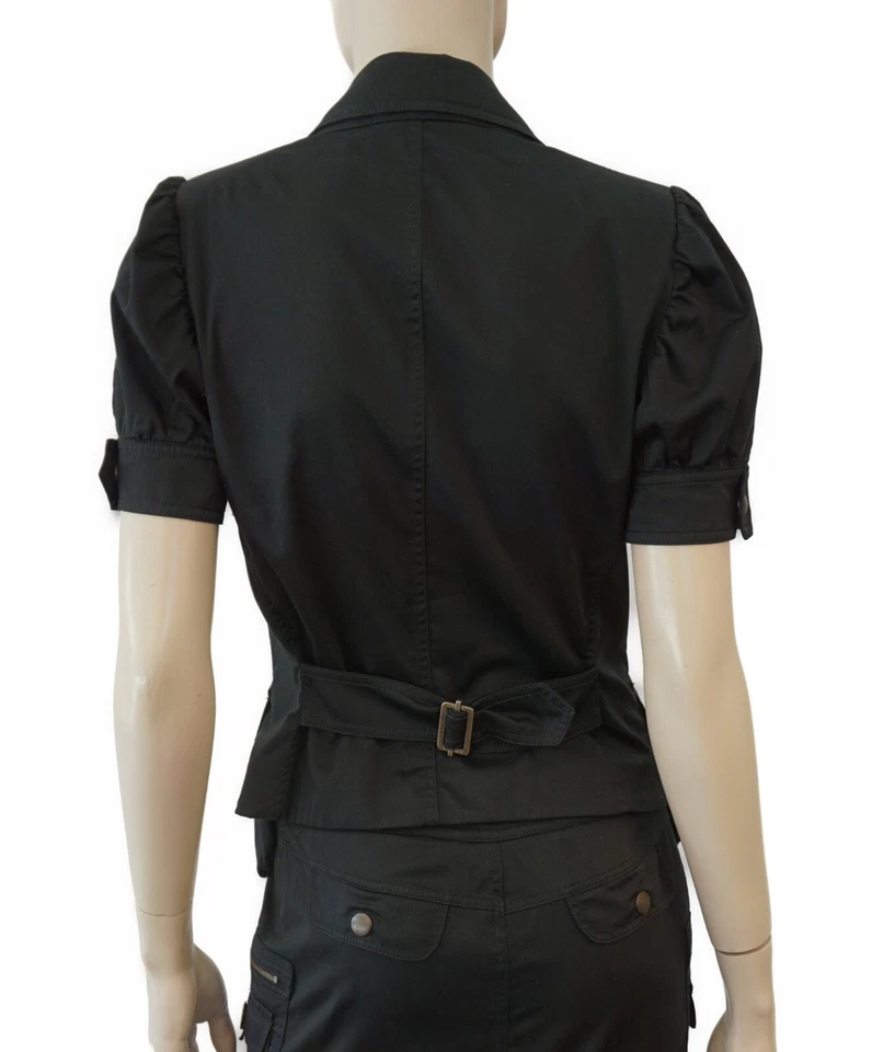 复古 ICEBERG 黑色棉工装夹克裙套装 42 美国 4 罕见完好! — 第 4/4 张图片