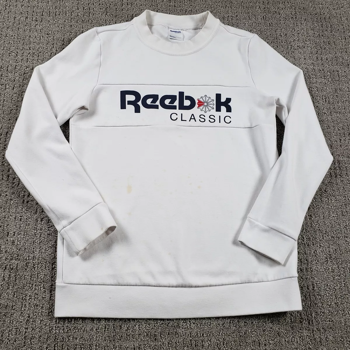 REEBOK Sweatshirt Medium White Foundation Iconic Crew | eBay