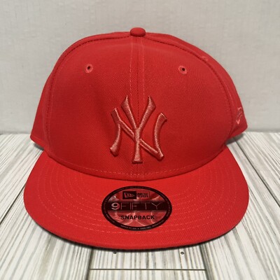 New York Yankees Hat Cap New Era Snap Back 9Forty Bright Red Pink Logo NWT