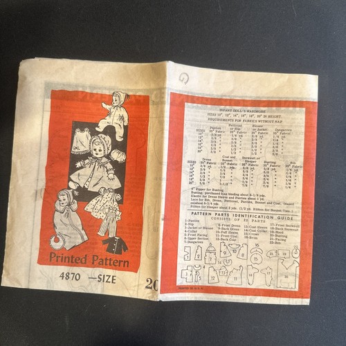 Vintage Versandhaus # 4870 Puppenkleidung Schnittmuster - Bild 2 von 3