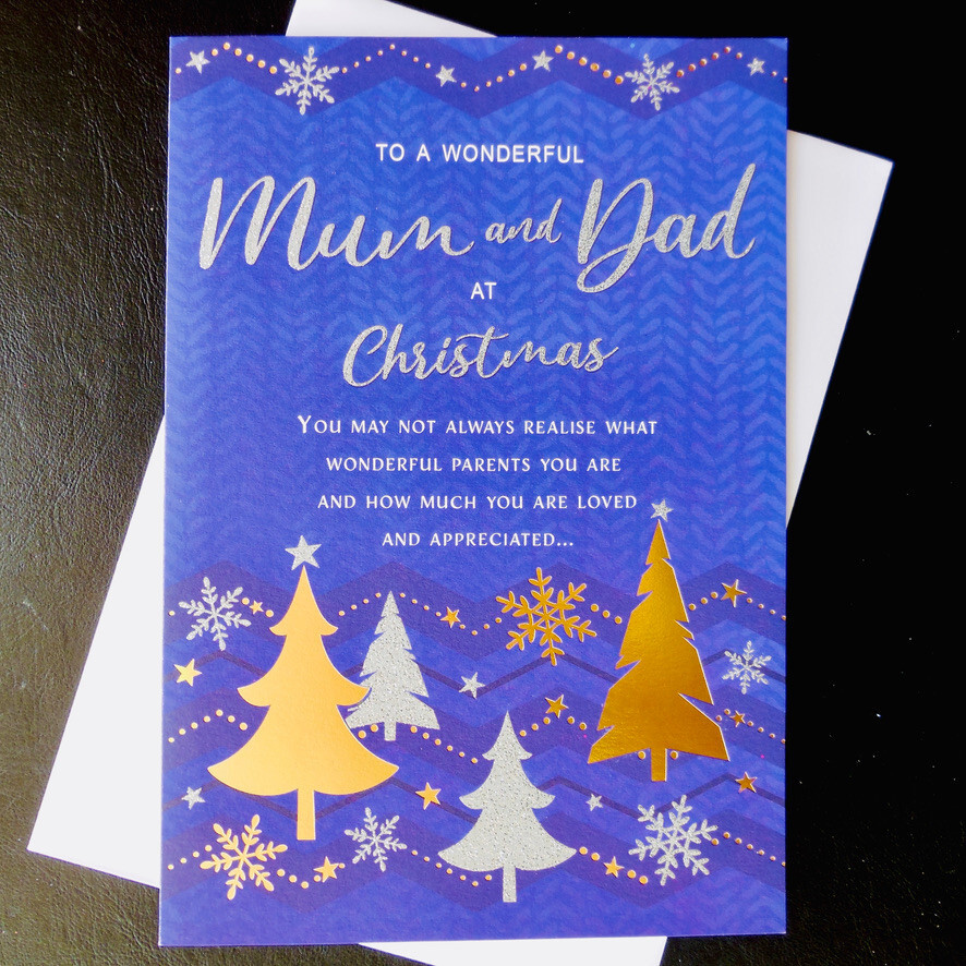 To Wonderful Mum And Dad Christmas Card 9""x6"" Modern Nice Words Message Xmas