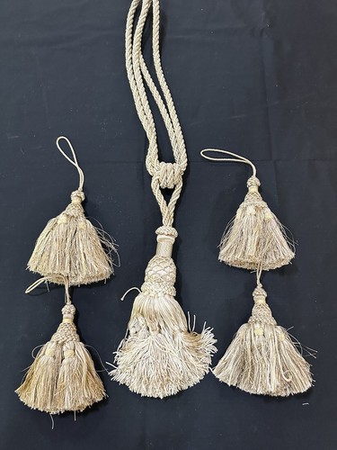 5 Decorative Tassels One Large Curtain Tie Back & 4 Smaller Fringe Multi Toned