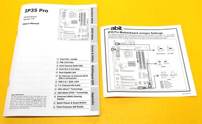       ABit IP35 Pro Motherboard User Manual & Jumper Settings 4301-0000-89